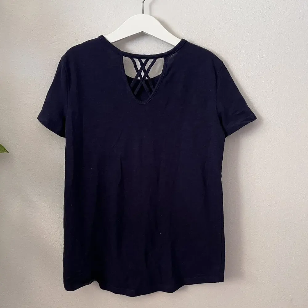 Gap Navy Lattice Back Tee - Medium 8